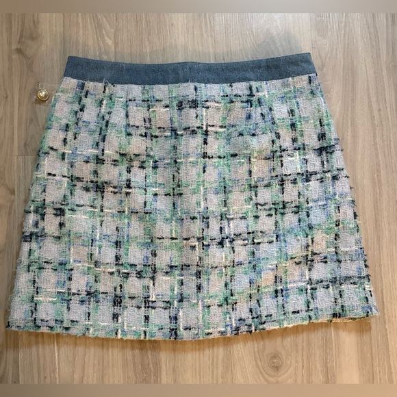 Nanette Lepore Tweed Button Front Mini Skirt Blue Multi Size L NWT - Picture 9 of 9